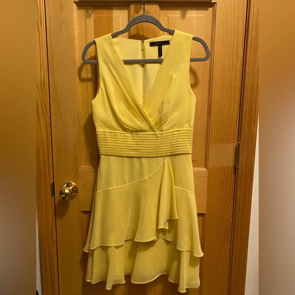BCBG yellow ruffle dress